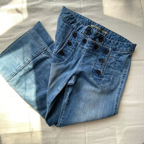 Michael Kors Women's Capris High Waisted Unique 90's Button Flap - Picture 3 of 3